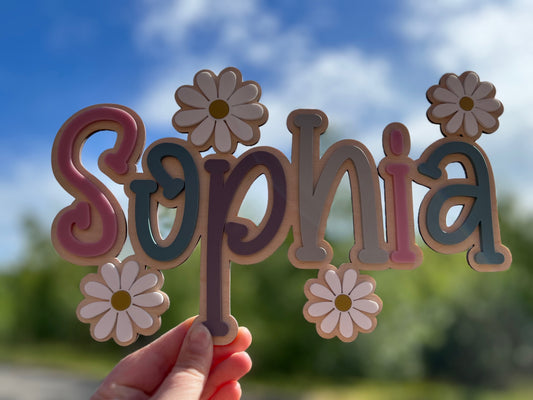 Double layer name sign with flowers