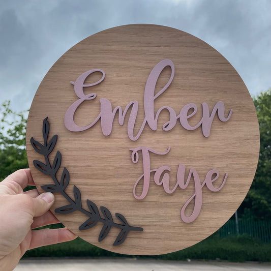 Leaf and Name Circular sign